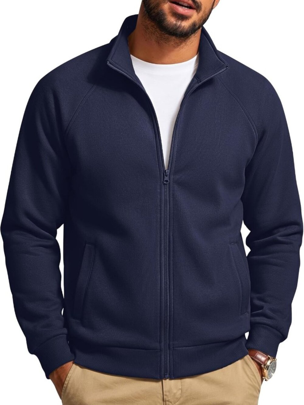 Lightweight Zip-Up Fleece Lined Sweatshirt Jacket for Men - Cozy & Stylish
